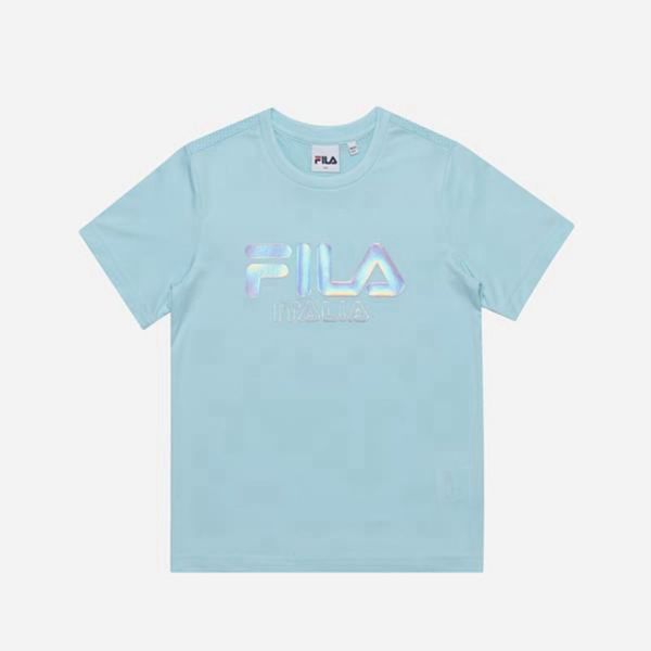 Fila Prism Logo S/S Boy's T-Shirts - Turquoise,NZ 235-46829